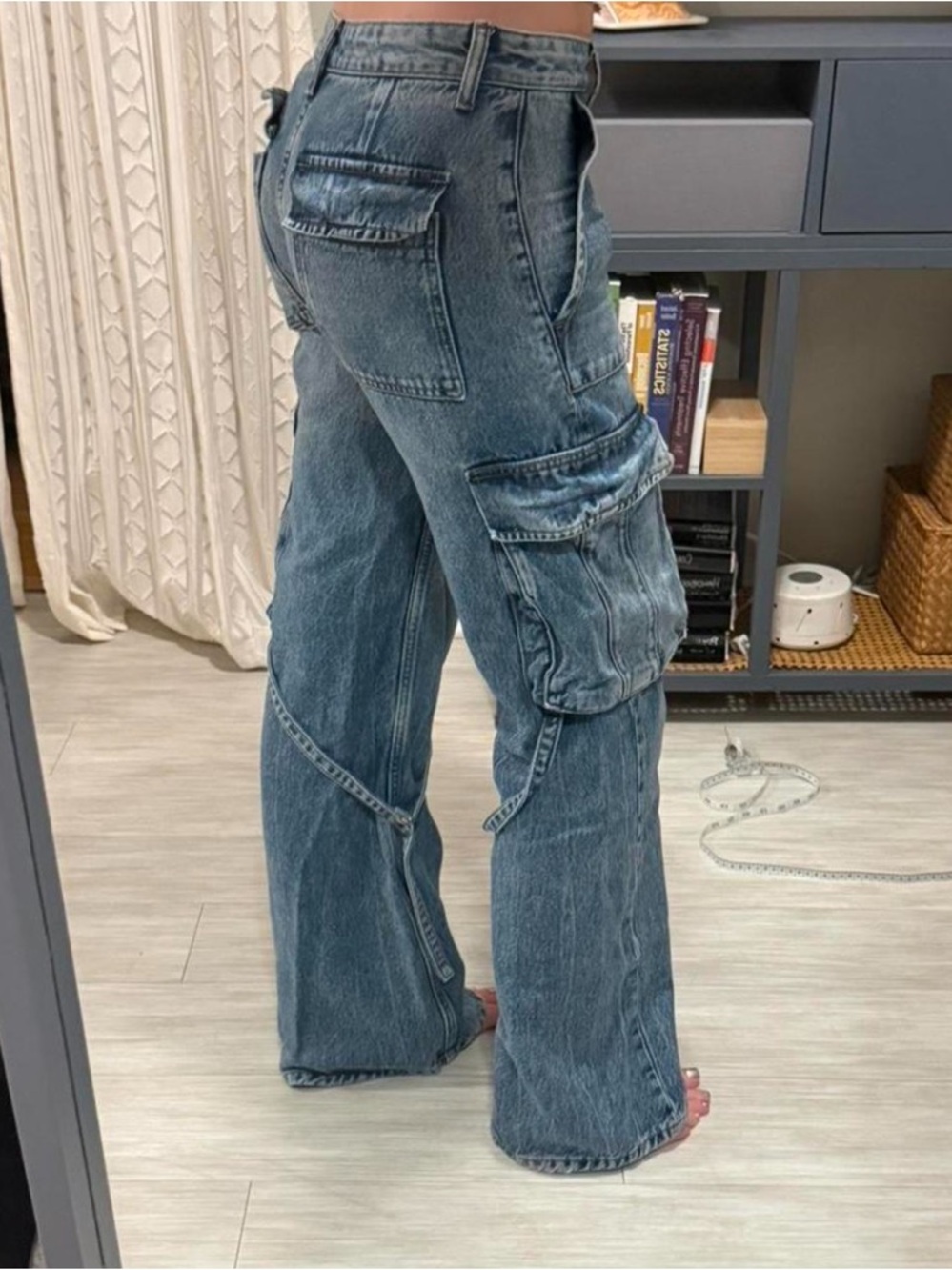 Zara Light Blue Denim Jeans with Silver Button